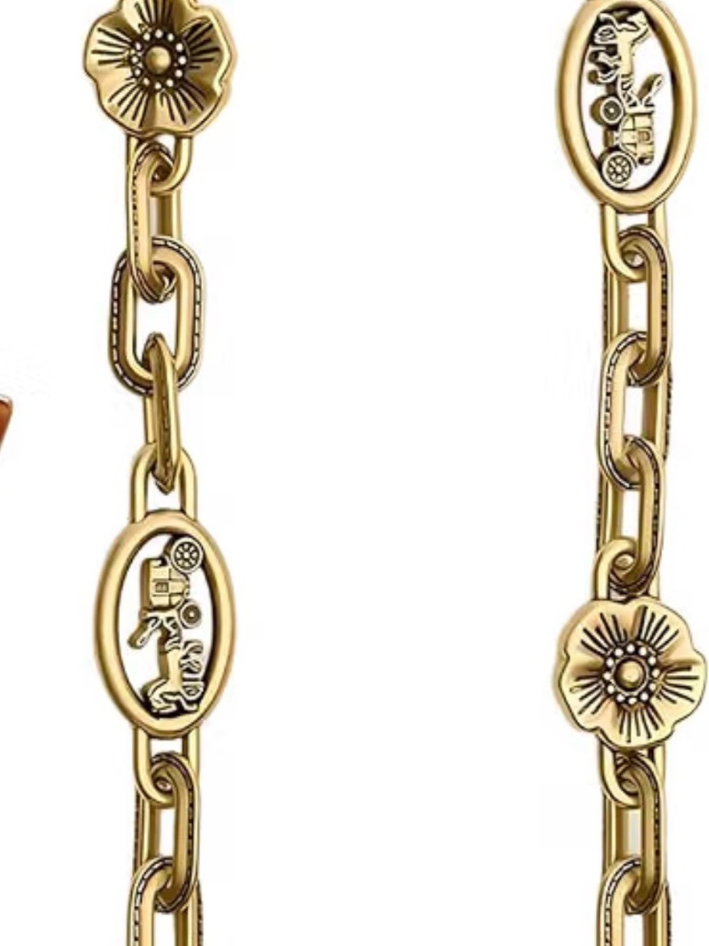 Designer inspired Brass tone chain bag charm/ strap extener